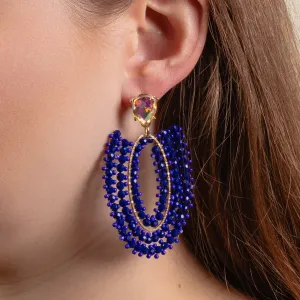1375 - Beaded Drop Earrings - Royal Blue