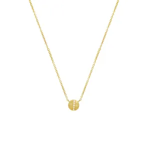 14 Karat Yellow Gold RINA Disc Necklace with Round Diamonds