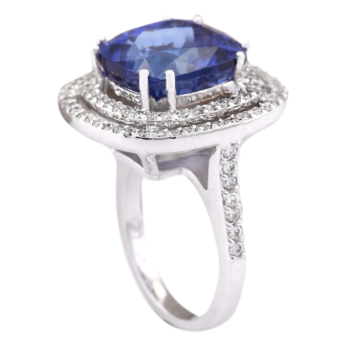 14.55 Carat Natural Tanzanite 14K White Gold Diamond Ring