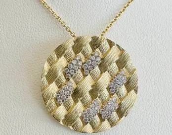 14k Diamond Disc Pendant