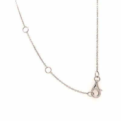 14K Diamond Pave Disc Circle Necklace White Gold 0.12ctw