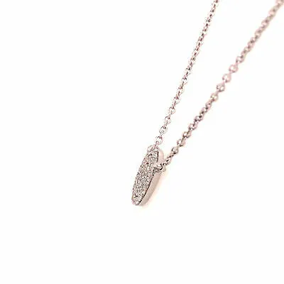 14K Diamond Pave Disc Circle Necklace White Gold 0.12ctw