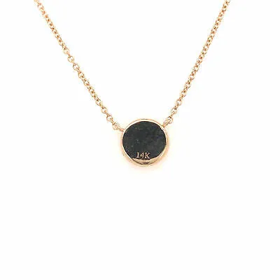14K Diamond Pave Disc Necklace Yellow Gold 0.12ctw