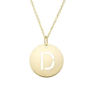 14K Gold Disc Initial D Necklace