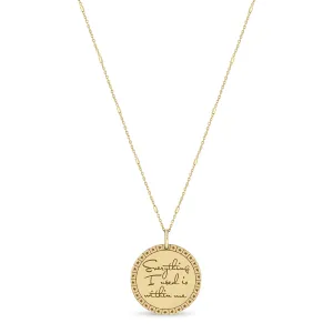 14k Medium Mantra with Star Border Bar & Cable Chain Necklace