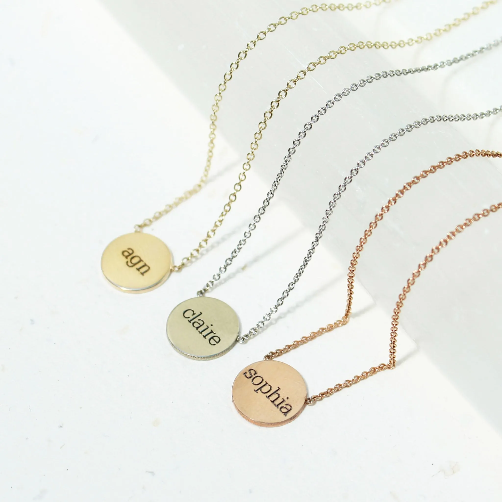 14k Personalized Small Disc Necklace