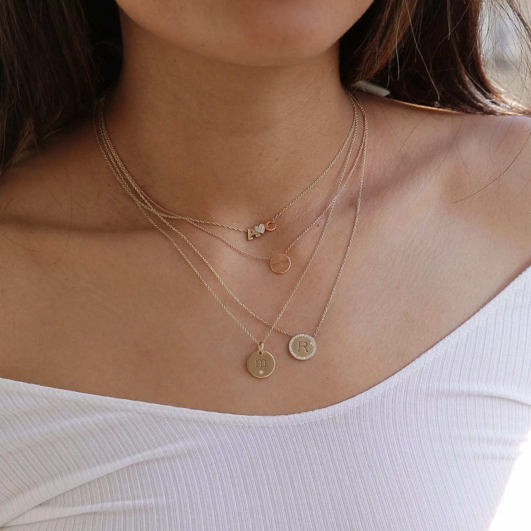 14k Personalized Small Disc Necklace