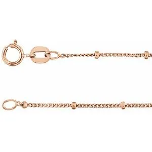 14K Rose 1 mm Beaded Curb 20" Chain