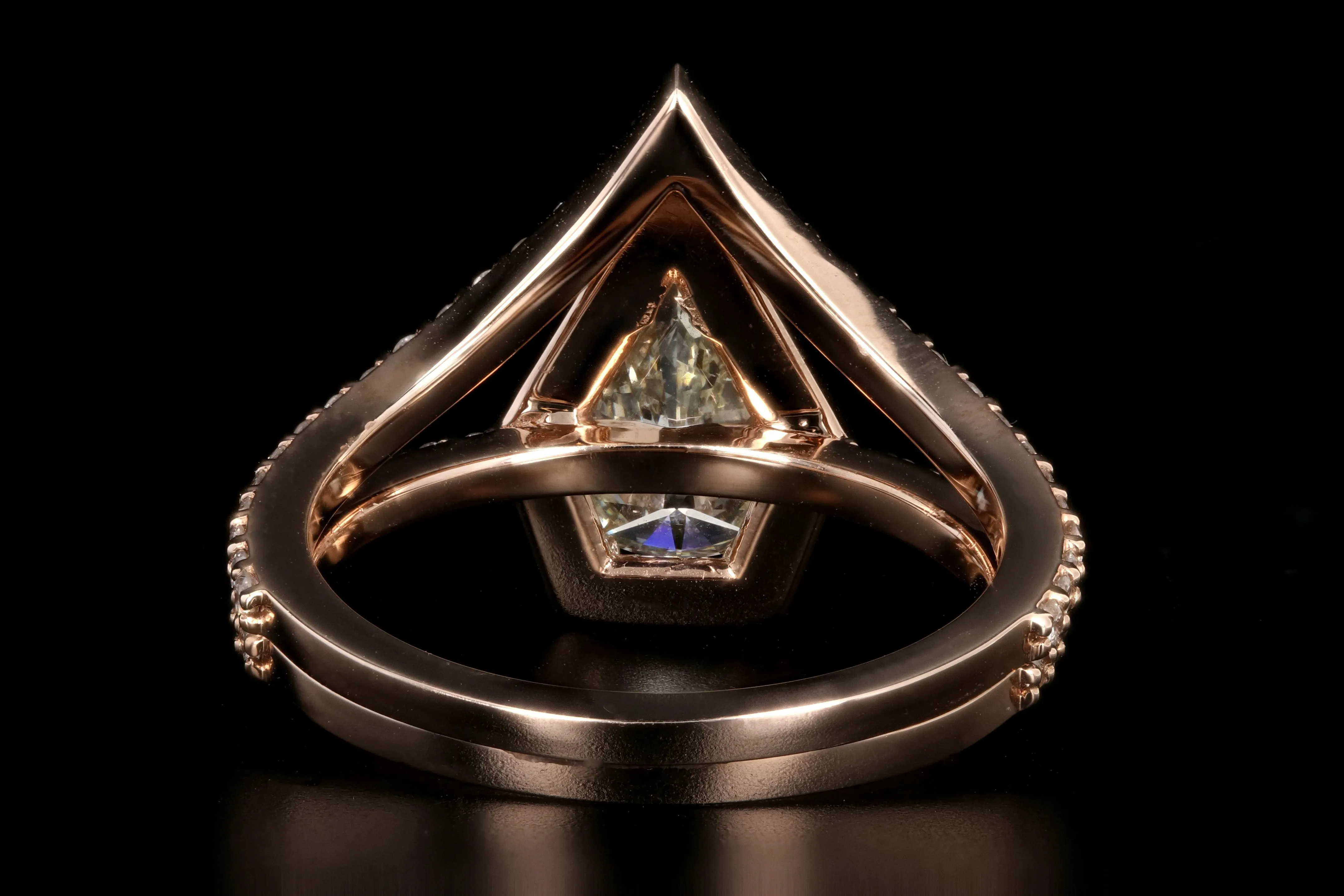 14K Rose Gold Pear Diamond Halo Engagement Ring w/ Matching Jacket Band Set