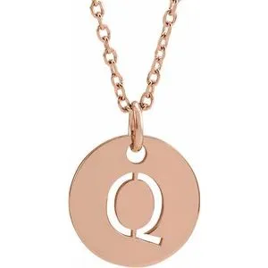 14K Rose Initial Q 16-18" Necklace