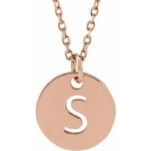 14K Rose Initial S 16-18" Necklace