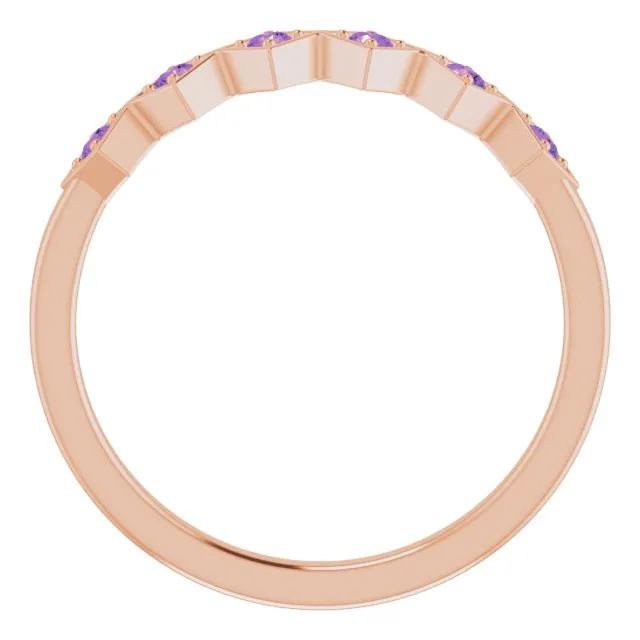 14K Rose Natural Amethyst Stackable Ring