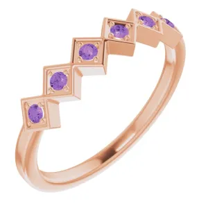 14K Rose Natural Amethyst Stackable Ring