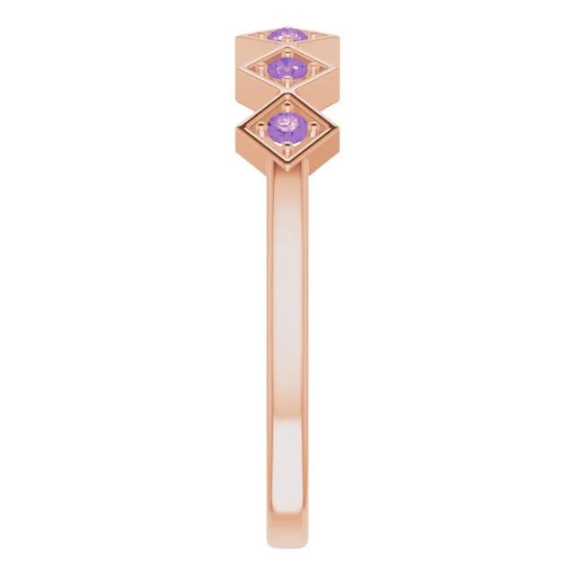 14K Rose Natural Amethyst Stackable Ring