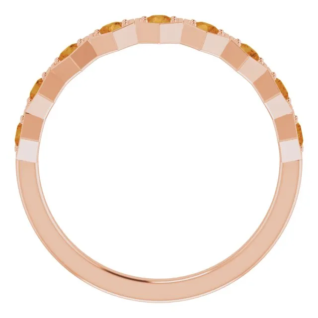 14K Rose Natural Citrine Stackable Ring