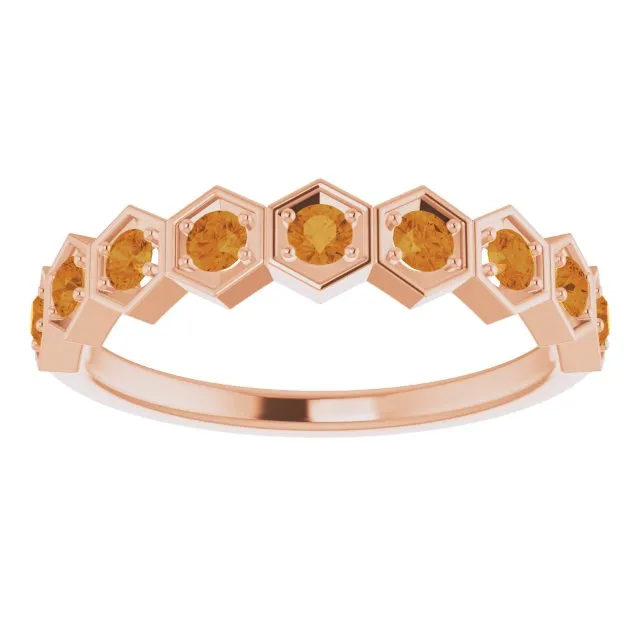 14K Rose Natural Citrine Stackable Ring