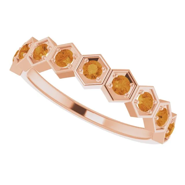 14K Rose Natural Citrine Stackable Ring