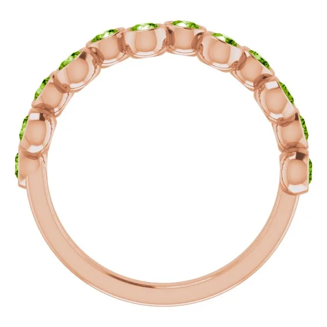 14K Rose Natural Peridot Bezel-Set Ring