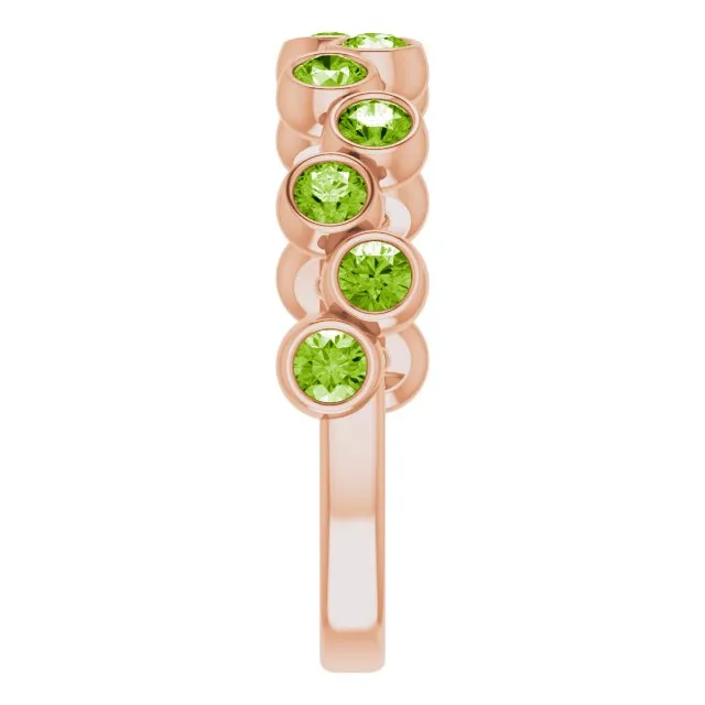 14K Rose Natural Peridot Bezel-Set Ring
