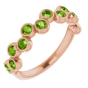 14K Rose Natural Peridot Bezel-Set Ring