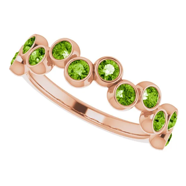 14K Rose Natural Peridot Bezel-Set Ring