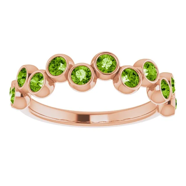 14K Rose Natural Peridot Bezel-Set Ring