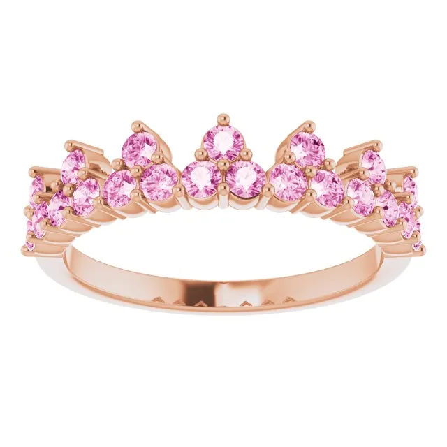 14K Rose Natural Pink Sapphire Crown Ring
