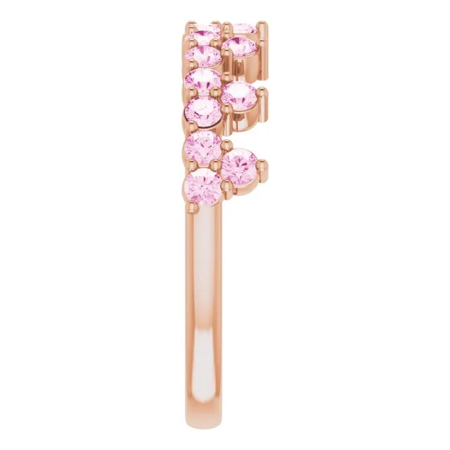 14K Rose Natural Pink Sapphire Crown Ring