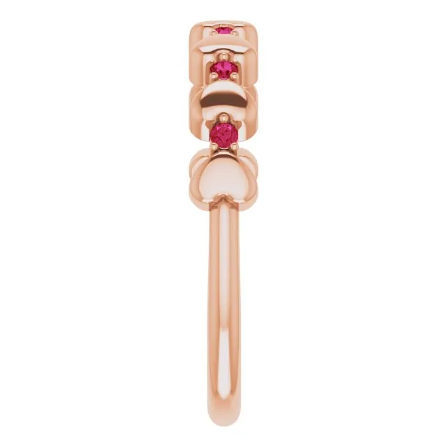 14K Rose Natural Ruby Heart Stackable Ring
