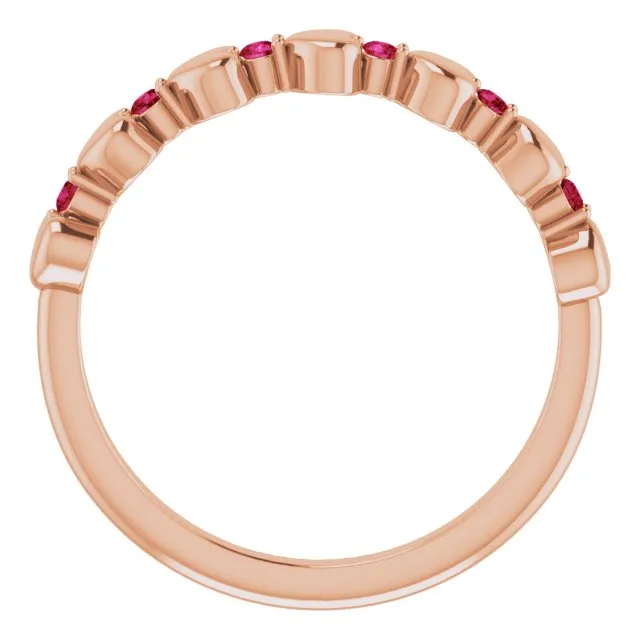 14K Rose Natural Ruby Heart Stackable Ring