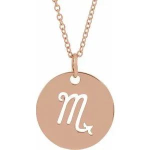 14K Rose Scorpio Zodiac Disc 16-18" Necklace