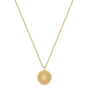 14k Small Sunbeam Medallion Box Chain Necklace