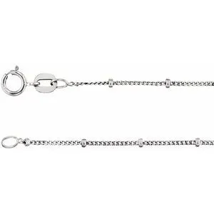 14K White 1 mm Beaded Curb 24" Chain