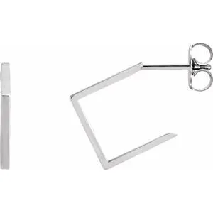 14K White 15.76 mm Geometric Hoop Earrings