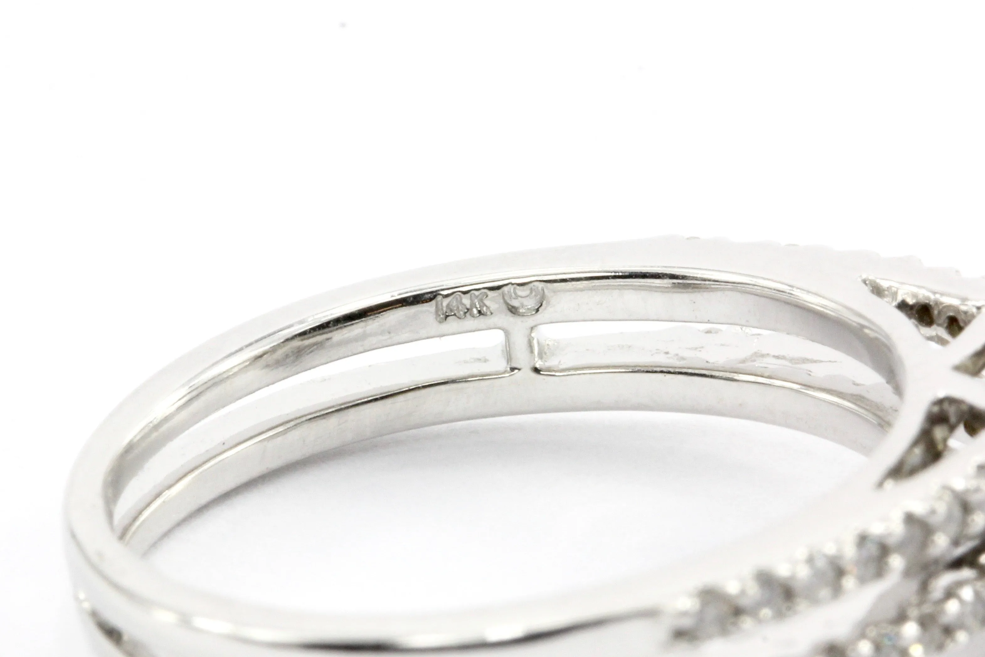 14K White Gold 1.12 CT Princess Cut Diamond Engagement Ring Size 6.25