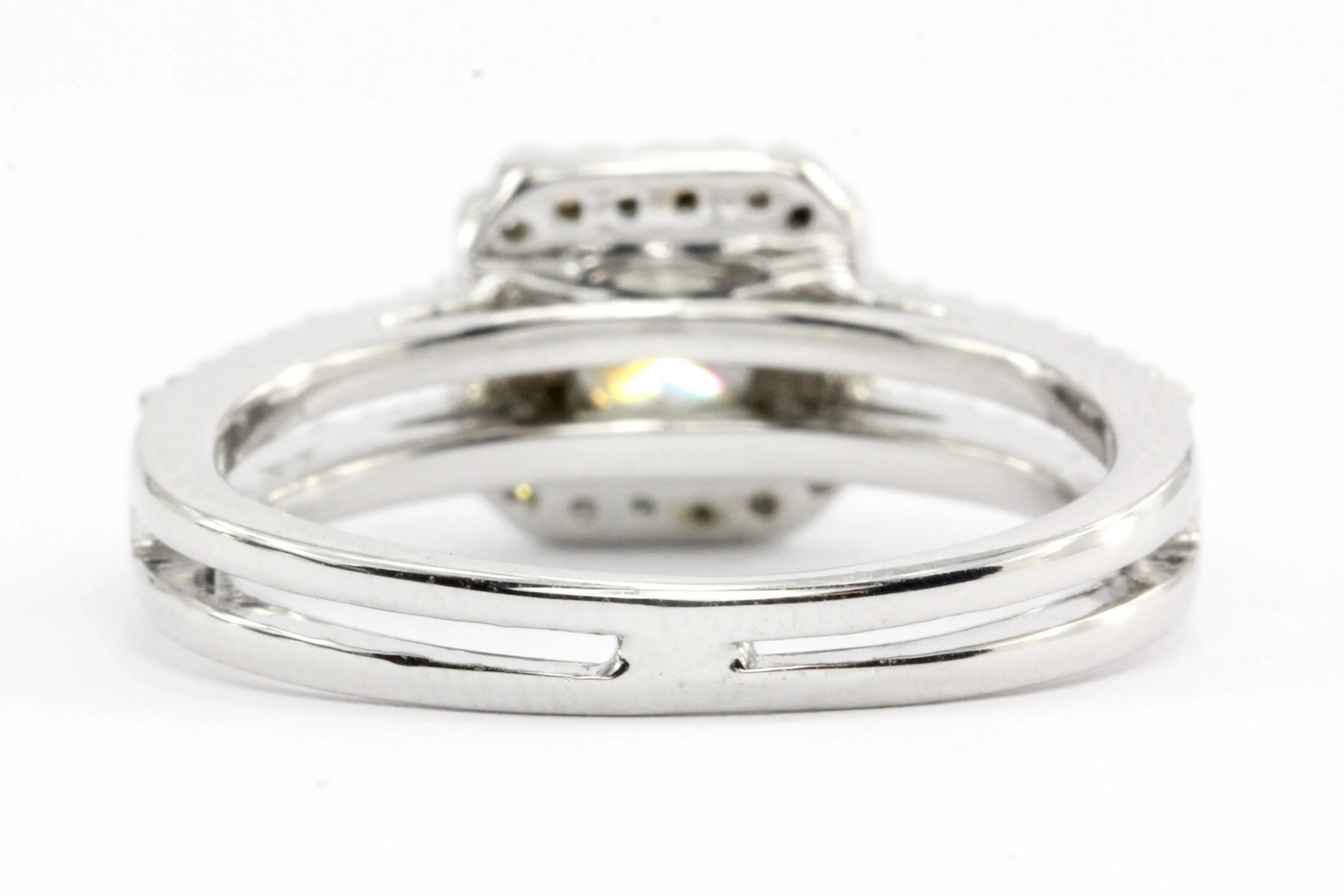 14K White Gold 1.12 CT Princess Cut Diamond Engagement Ring Size 6.25