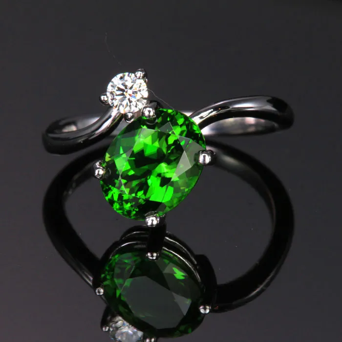 14K White Gold Chrome Tourmaline and Diamond Ring 2.48 Carats
