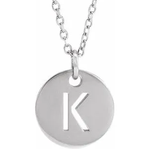 14K White Initial K 16-18" Necklace