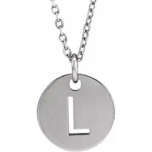 14K White Initial L 16-18" Necklace