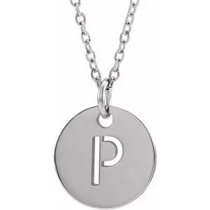 14K White Initial P 16-18" Necklace