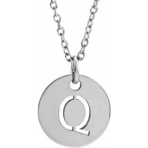 14K White Initial Q 16-18" Necklace