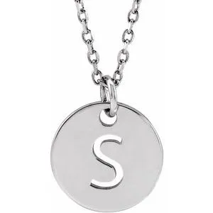 14K White Initial S 16-18" Necklace