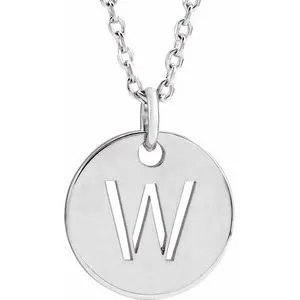 14K White Initial W 16-18" Necklace