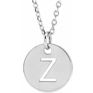 14K White Initial Z 16-18" Necklace