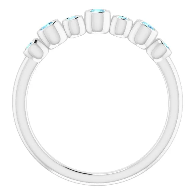 14K White Natural Aquamarine Bezel-Set Ring