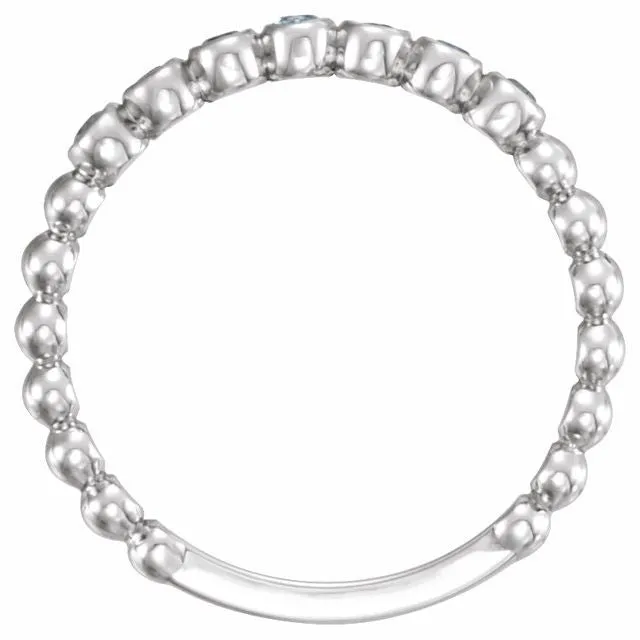 14K White Natural Aquamarine Stackable Ring