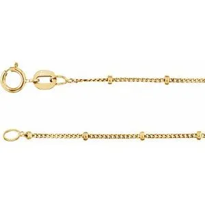 14K Yellow 1 mm Beaded Curb 24" Chain