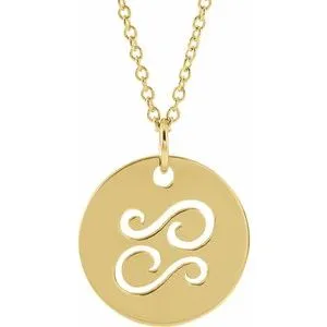 14K Yellow Cancer Zodiac Disc 16-18" Necklace