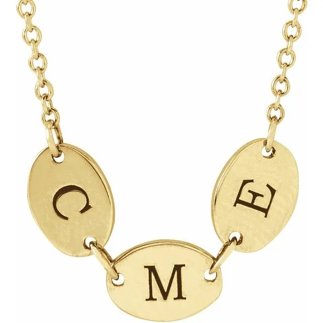 14K Yellow Gold 3-Disc Engravable Family Disc 18" Necklace