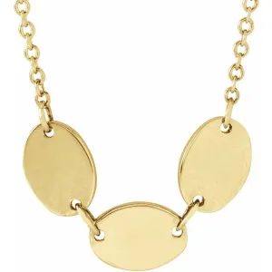 14K Yellow Gold 3-Disc Engravable Family Disc 18" Necklace
